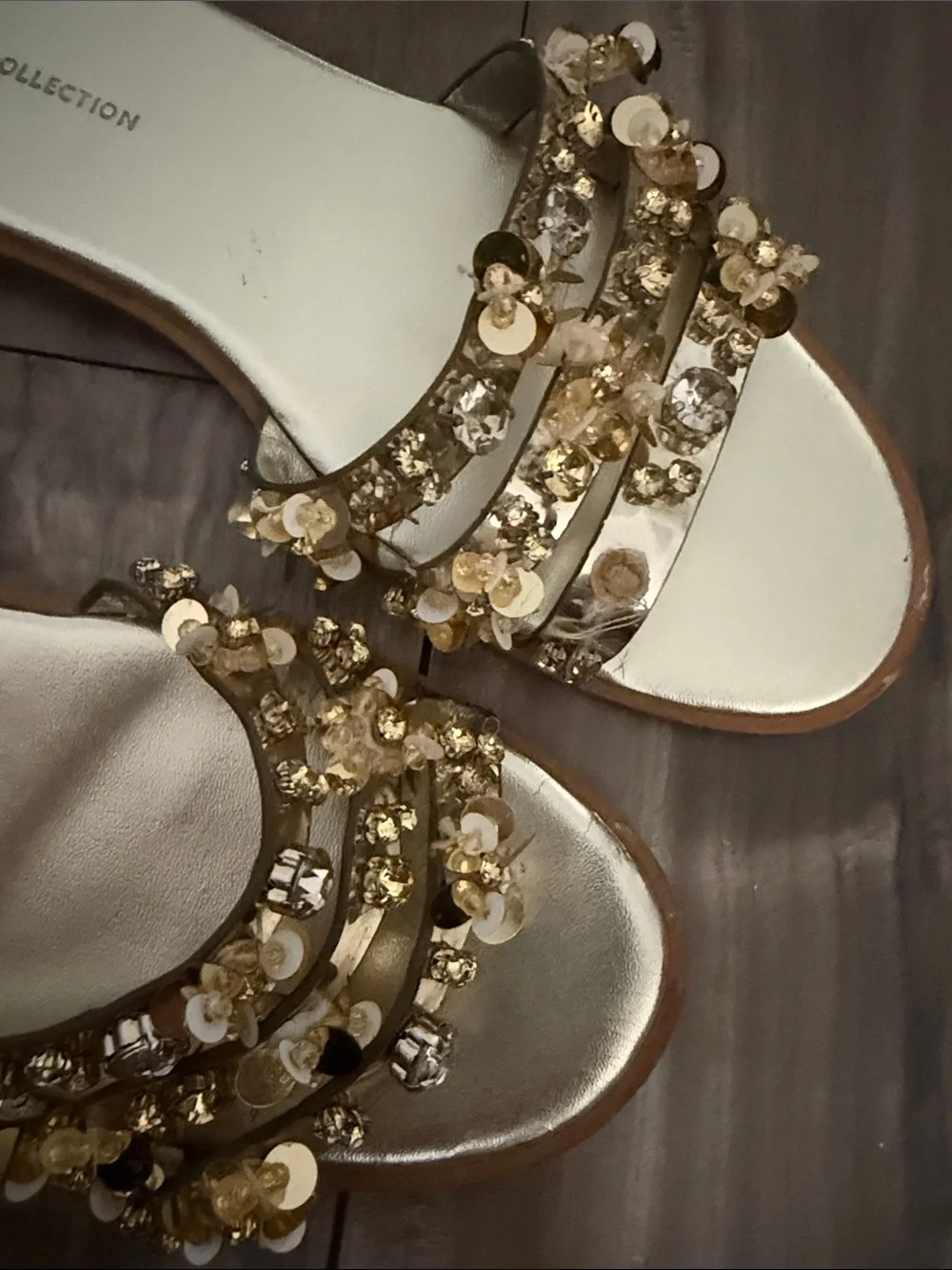 Zara Women’s Gold Embellished Slide Sandals - Picture 5 of 5